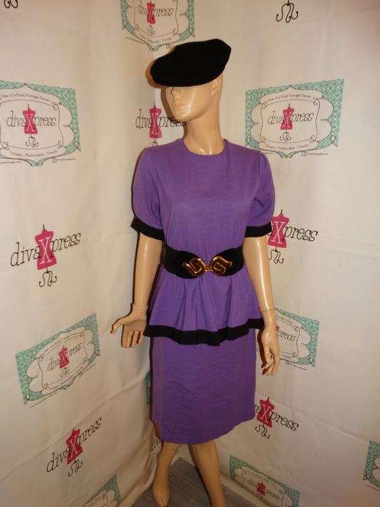 Vintage Purple/Black Peplum Dress Size M