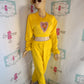 Vintage Manifest Yellow 2 Piece Lisa Frank Stamp Sweat Suit Size XL