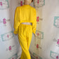Vintage Manifest Yellow 2 Piece Lisa Frank Stamp Sweat Suit Size XL