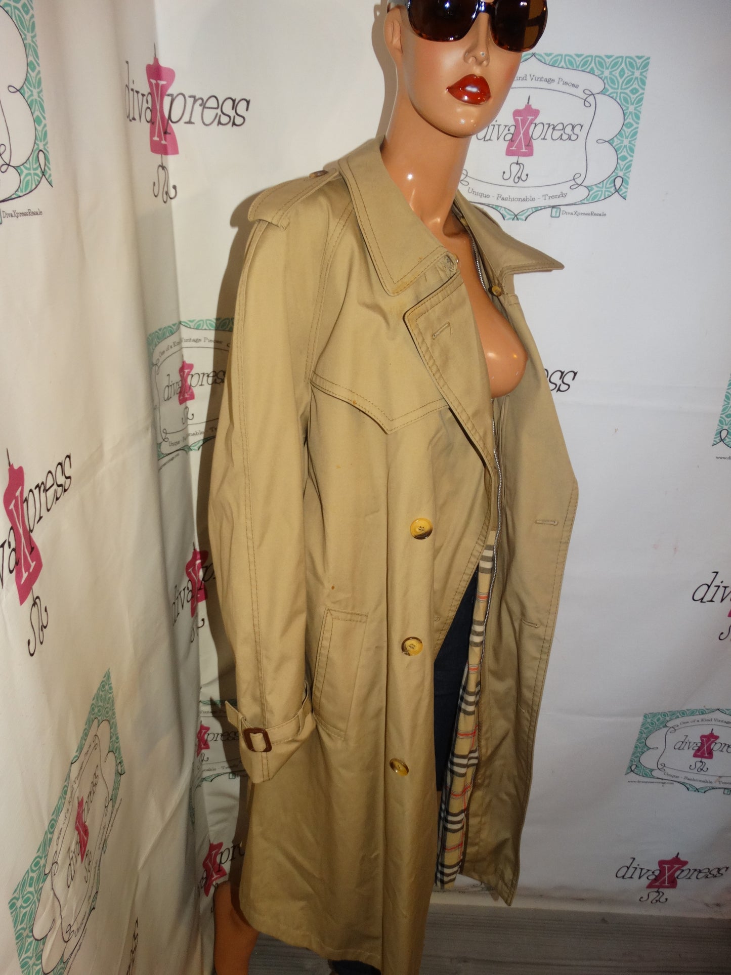 Vintage Tan Plaid Lining Coat Size 1x