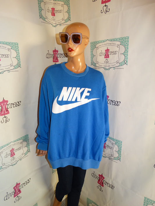Vintage Nike Blue Sweat Shirt Size 2x (back show wear see pics)