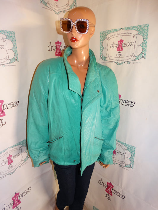 Vintage Pelle Pelle Mint Green Leather Jacket Size XL