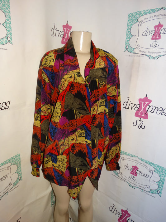 Vintage Notations Colorful Blouse Size 1x
