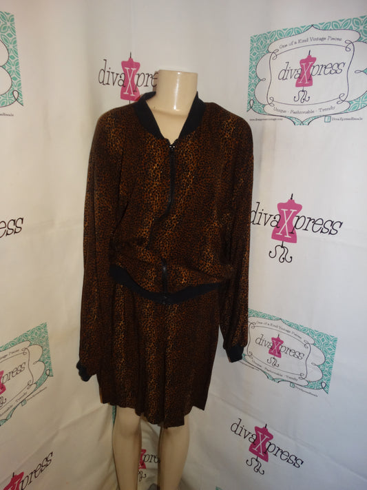 Vintage Kathyn Deene Leopard 2 Piece Short Jacket Set 3x
