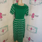 Vintage Talbots Green/White Stripe Skirt Set Size L