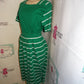 Vintage Talbots Green/White Stripe Skirt Set Size L