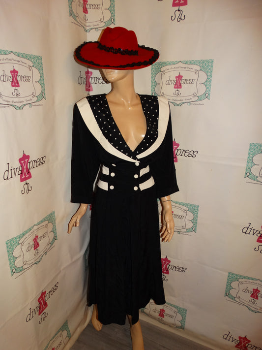 Vintage Nina Piccalino Black/White Dress Size L