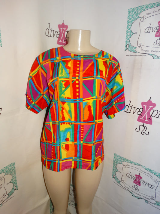 Vintage Nicola Colorful Blouse Size M