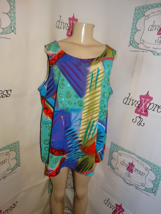 Vintage Starfire Colorful No Sleeve Blouse Size 1x