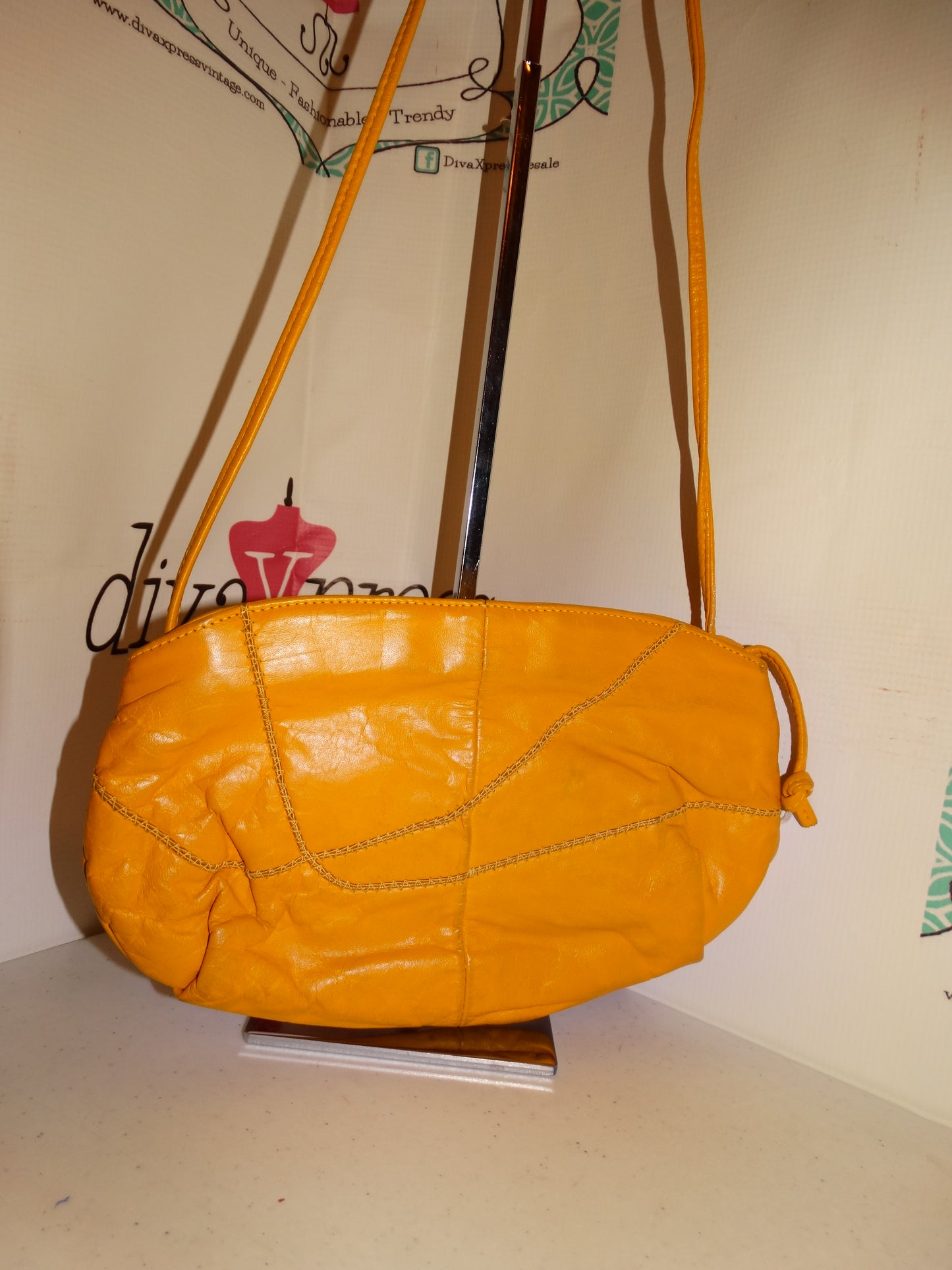 Vintage Yellow Leather/Snake Skin Clutch  Size S