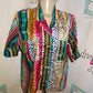 Vintage Notations White Colorful Blouse Size M