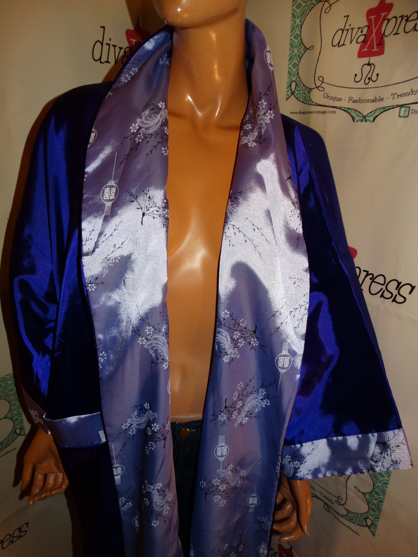 Vintage Reversible Purple/Lavender Drag Throw Kimono Size 2x