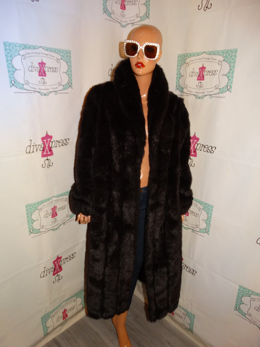Vintage Monterey Brown Faux Fur Coat Size 1x