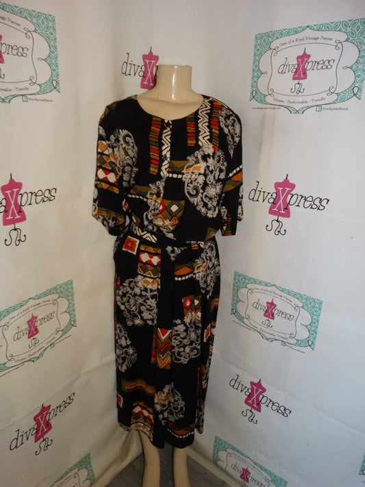 Vintage Maggie McNaugton Black Colorful 2 Piece Skirt Set Size 1x