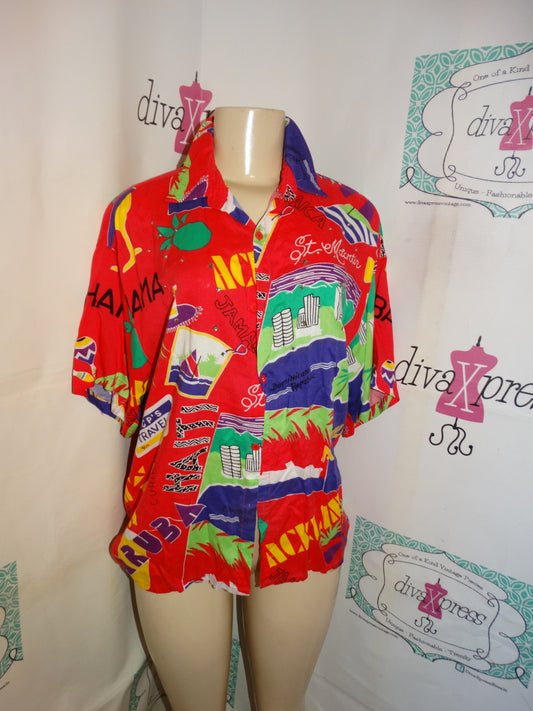 Vintage Pink Caribbean Blouse Size M