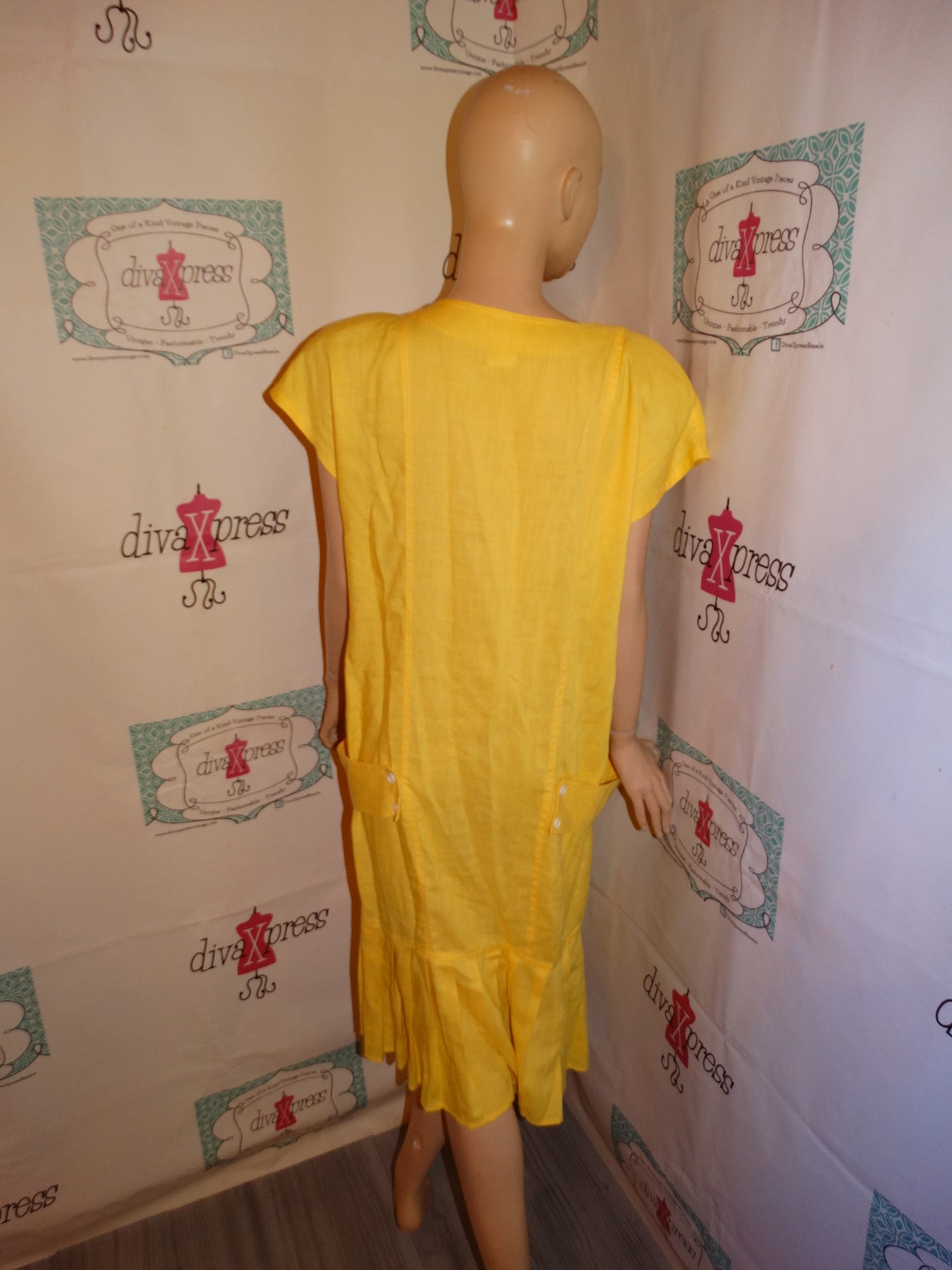 Vintage LaEdoute Yellow Dress Size L