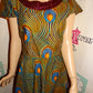 Vintage yellow/Burgundy  African Style Dress Size L