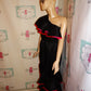 Vintage Rizk Black/Pink Off Shoulder Ruffle Dress Size S