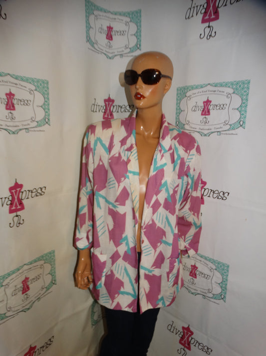 Vintage Jo Hardin White Pink/Green Blazer Size 1x