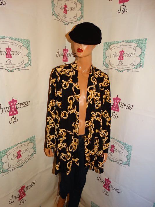 Vintage Susan Garver Black/Gold Chain Throw size 1x