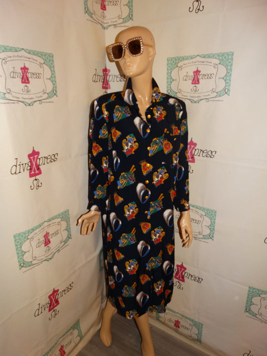 Vintage Modell Schroder Berlin Blue Versace Style Dress Size 1x