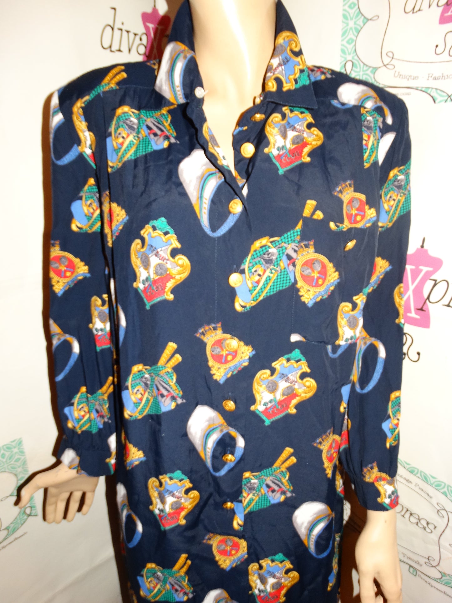 Vintage Modell Schroder Berlin Blue Versace Style Dress Size 1x