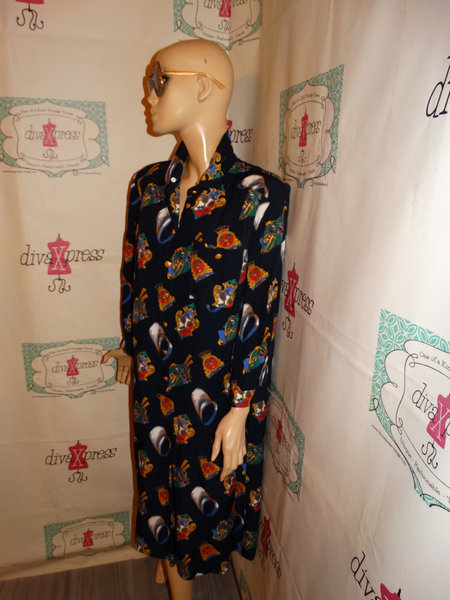 Vintage Modell Schroder Berlin Blue Versace Style Dress Size 1x