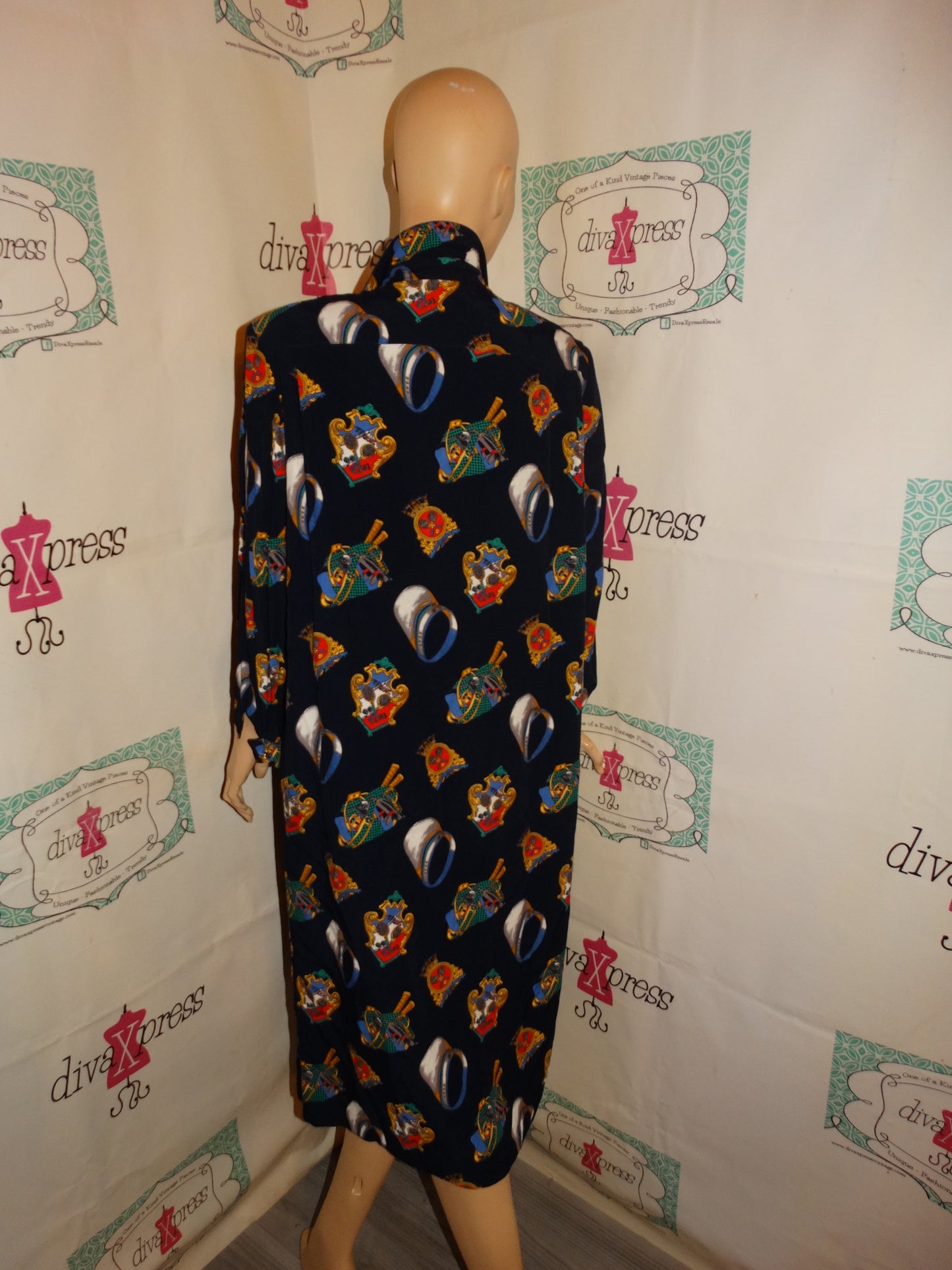 Vintage Modell Schroder Berlin Blue Versace Style Dress Size 1x