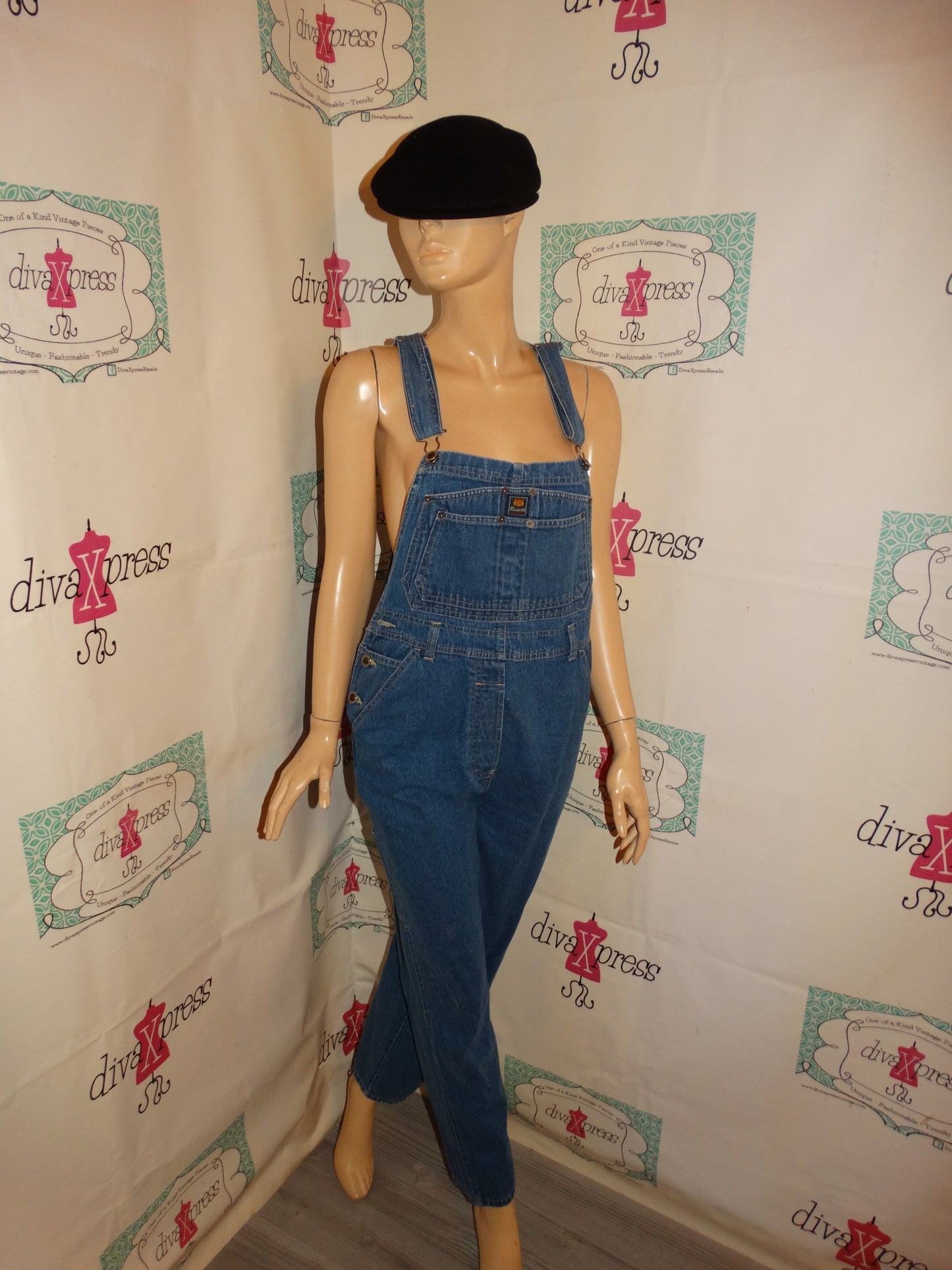 Vintage Route 66 Blue Jean Overalls Size M