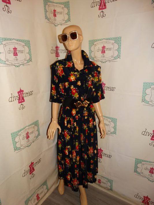 Vintage Leslie Fay Blue Floral Dress Size 3x