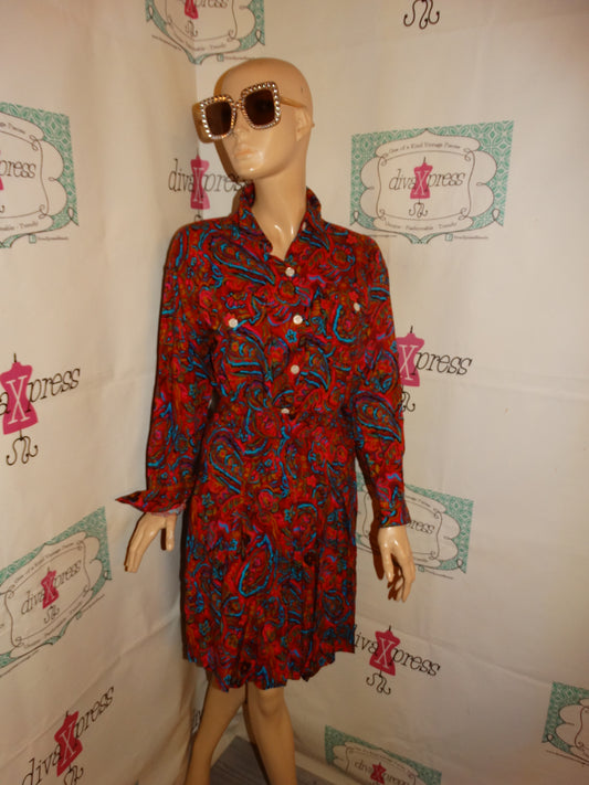 Vintage Maxie Diane Pink floral 2 Piece Skirt Set Size M