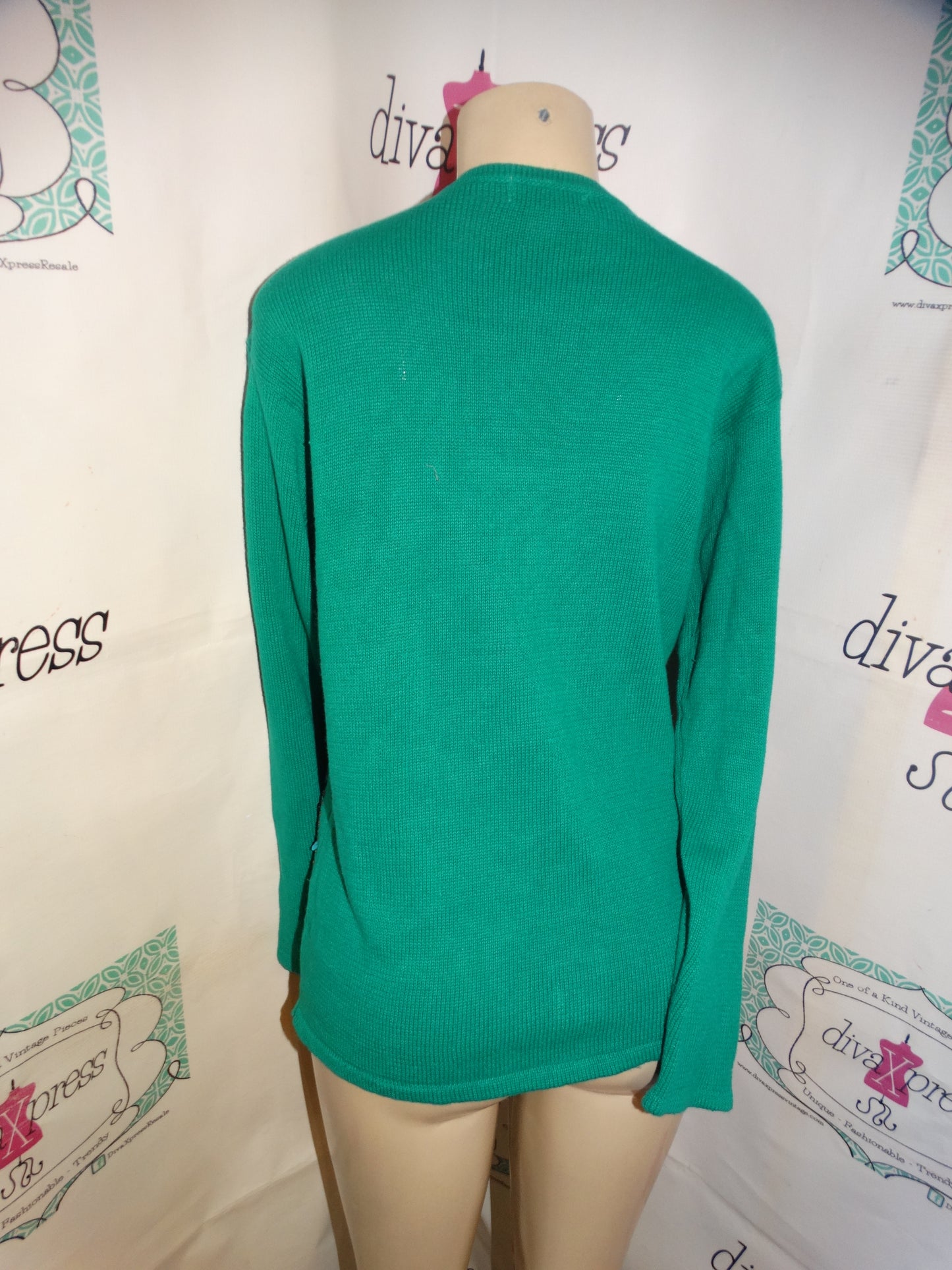 Vintage Lindsey Blake Green Sequins Sweater Size L