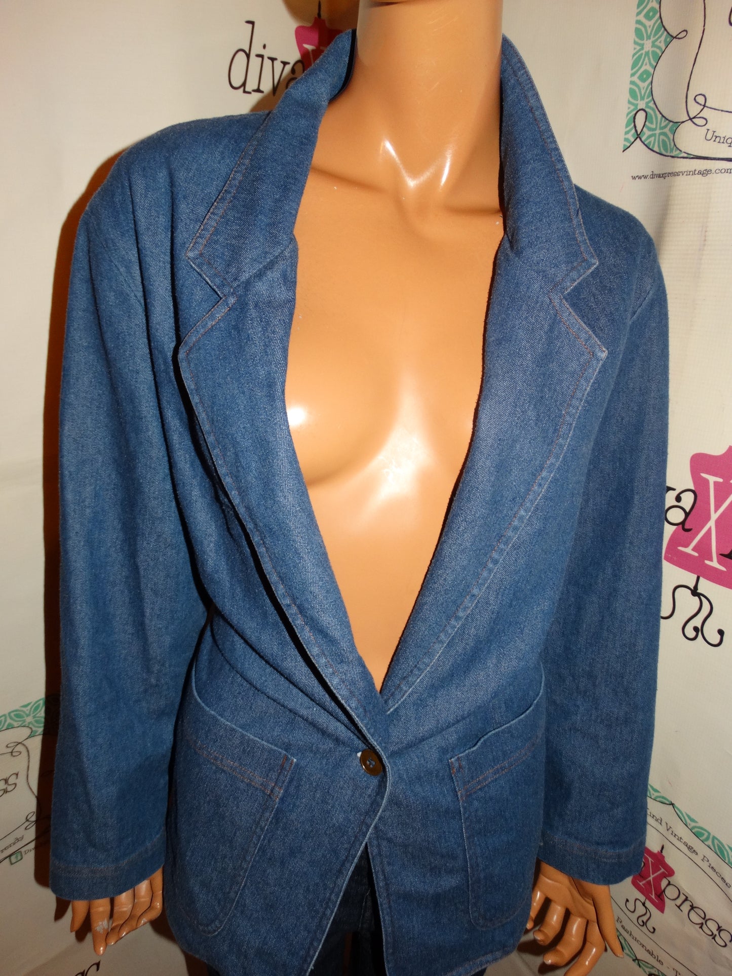 Vintage Koret Blue Jean Blazer Size XL