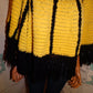 Vintage yellow/Black Crochet Poncho Size M-1x