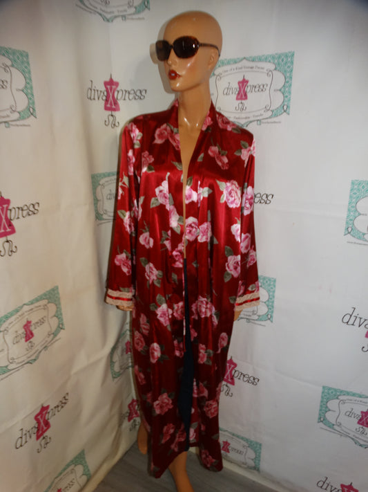 Vintage Red/ Floral Duster Throw Size XL