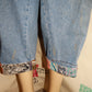 Vintage Zandi Blue JEan Gaucho PRinted PAnts Size 1x