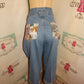 Vintage Zandi Blue JEan Gaucho PRinted PAnts Size 1x