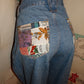 Vintage Zandi Blue JEan Gaucho PRinted PAnts Size 1x