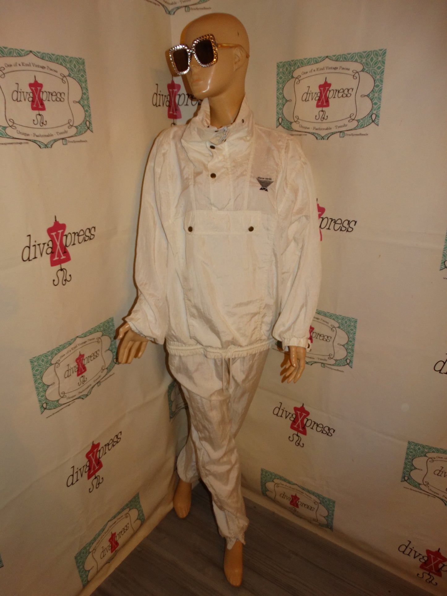 Vintage Pierre Cardin White Track Suit Size XL