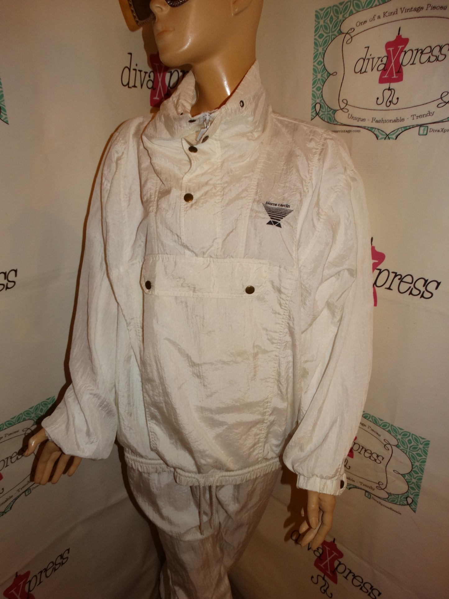 Vintage Pierre Cardin White Track Suit Size XL