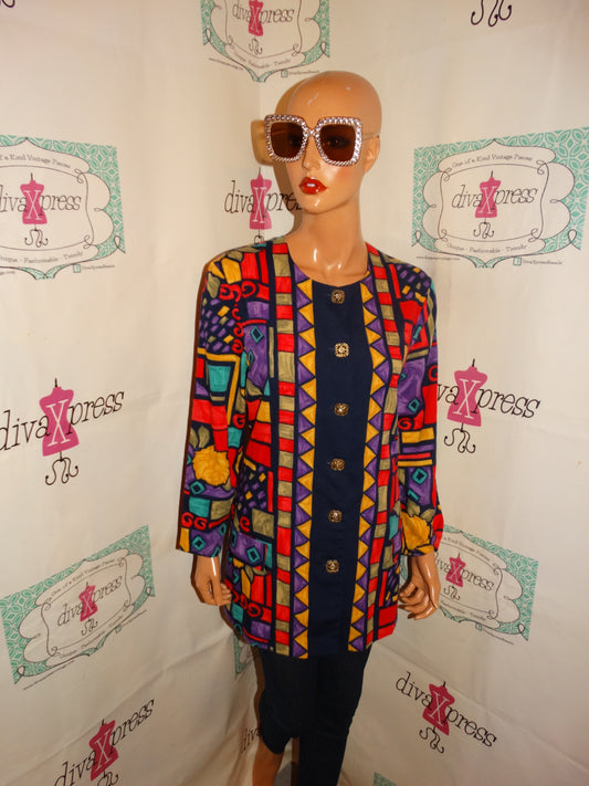 Vintage KArlie Collection Colorful Blouse Size L