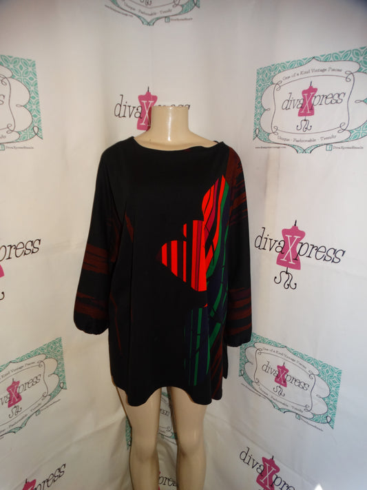 Vintage Top Notch black Colorful Blouse Size 3x