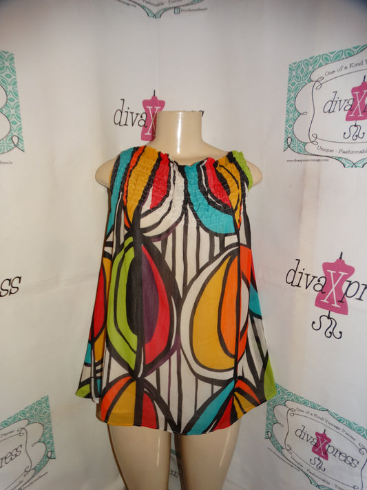 Vintage JPR White Colorful Blouse Size XL