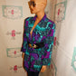 Vintage Kennigstion Square Black/Teal/Pink Blazer Size 3x