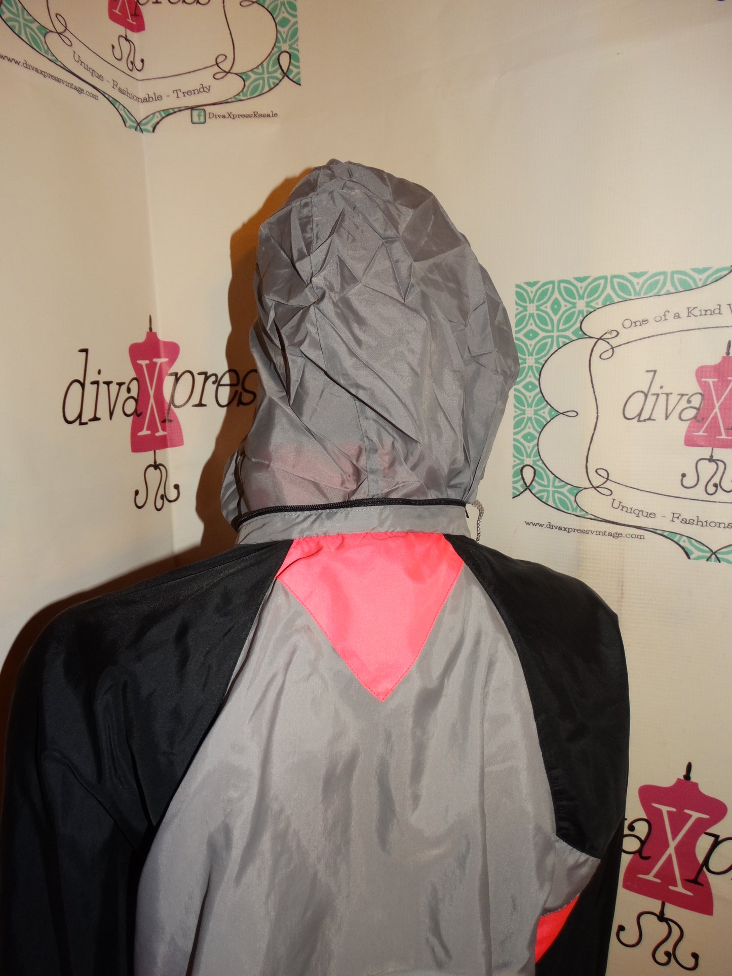 Vintage Nike Pink/Gray Bomber JAcket With Hood Size L