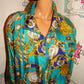 Vintage Outbrook Turquoise/Purpel Versace Style Bomber Jacket Size L