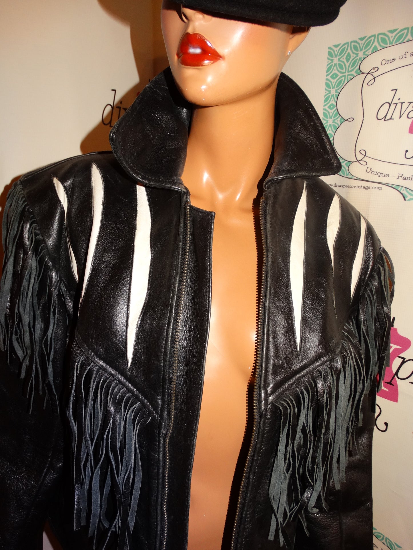 Vintage Vangaurd Black Leather Shingle Coat Size S