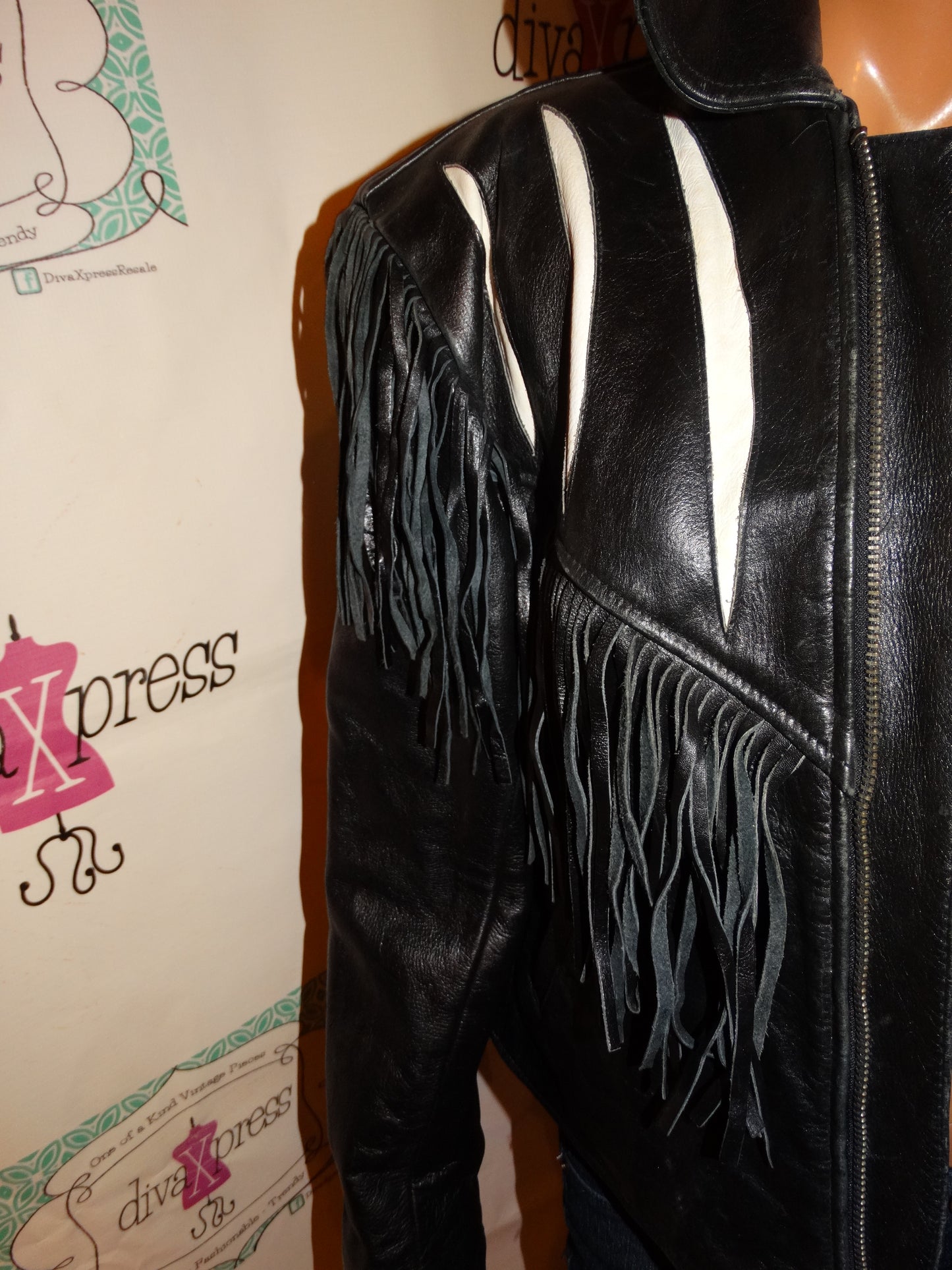 Vintage Vangaurd Black Leather Shingle Coat Size S