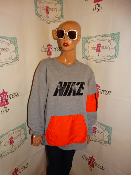 Vintage Nike Gray/Neon Orange Sweat Shirt Size 2x