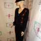 Vintage Karin Stevens Black Floral Long Sweater Dress Size M